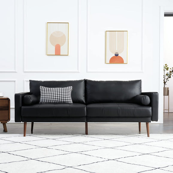 73 Inch 3-Seater Sofa Couch Hand-Stitched Cushion & Pillows | Vonanda