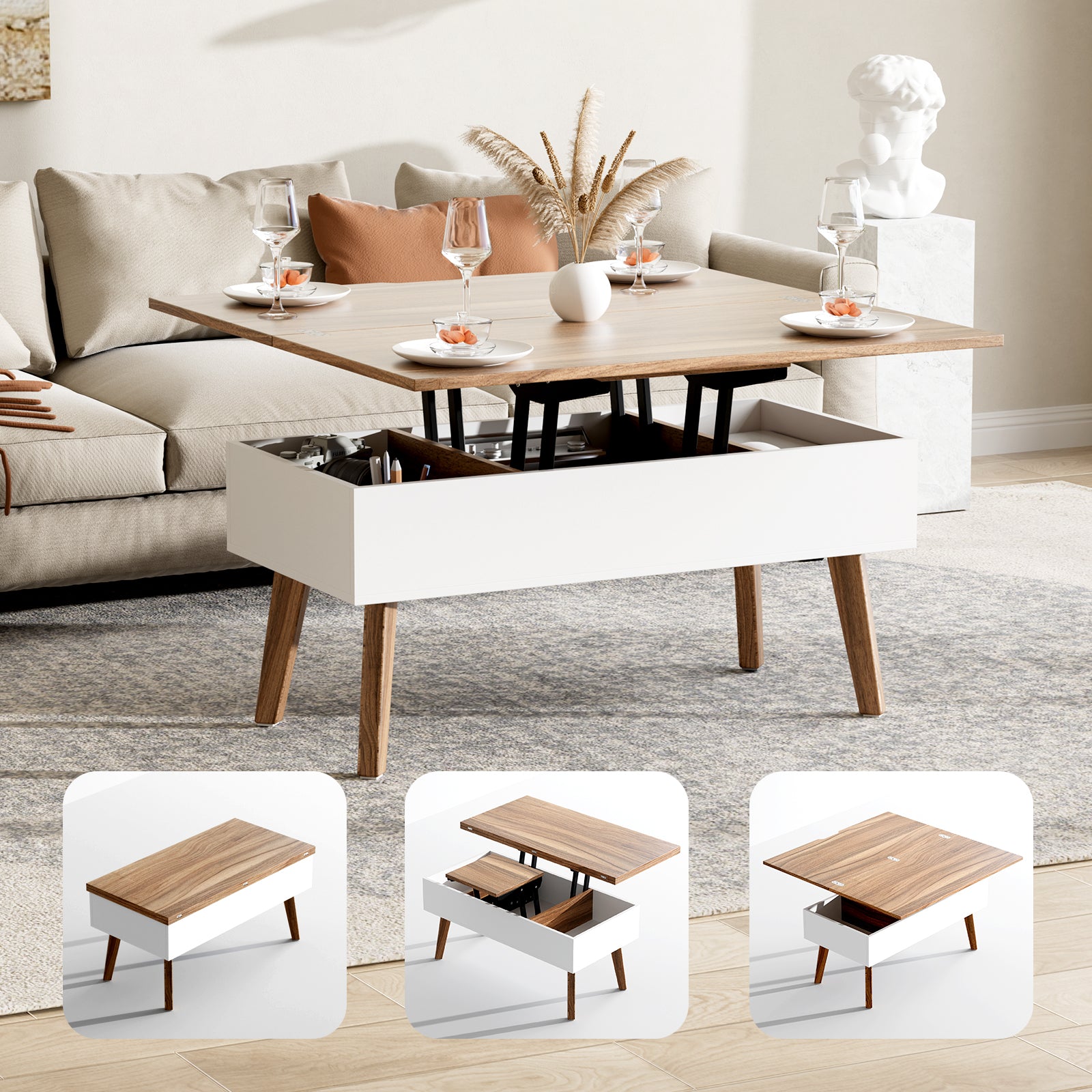 Bidiso 3 in 1 Lift Top Coffee Table