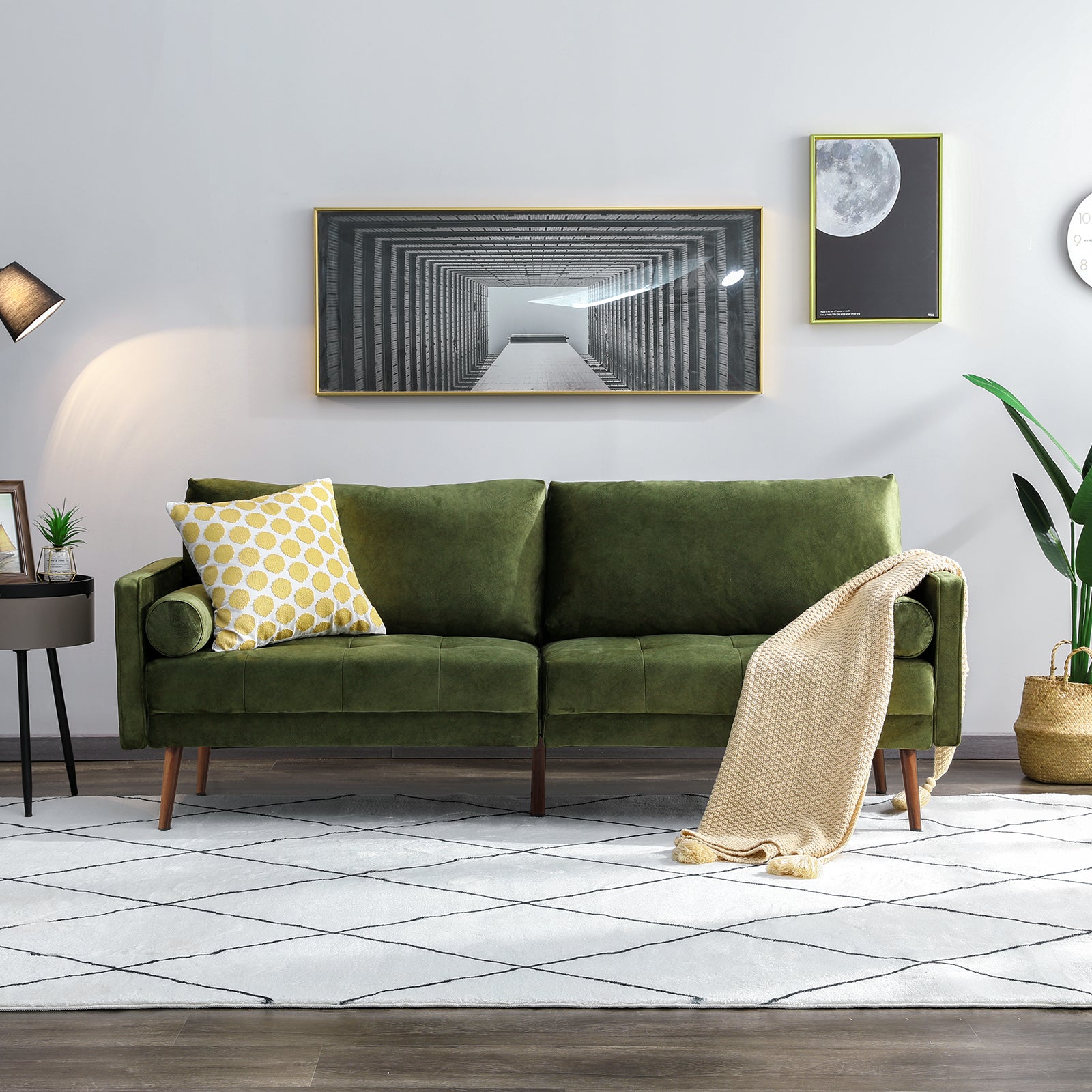 Nora Velvet Sofa, Green