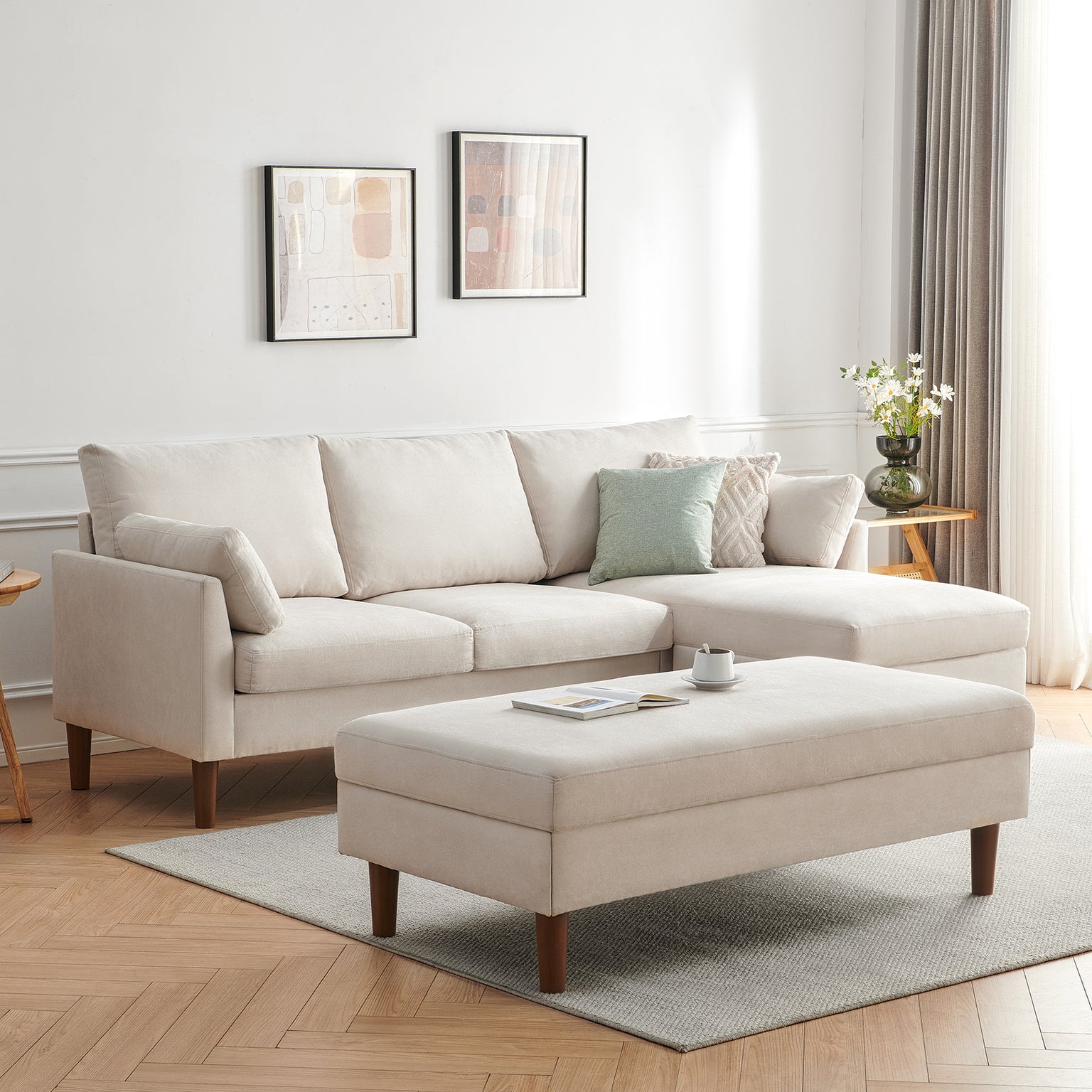 Zandra Linen Sectional Sofa