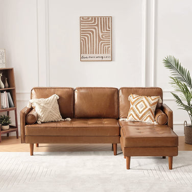 Vonanda Sofa Couch, Sectional Sofa Faux Leather Couch for Living Room and Small Space, L Shaped Couch with Reversible Chaise and Tufted Seat Cushion
