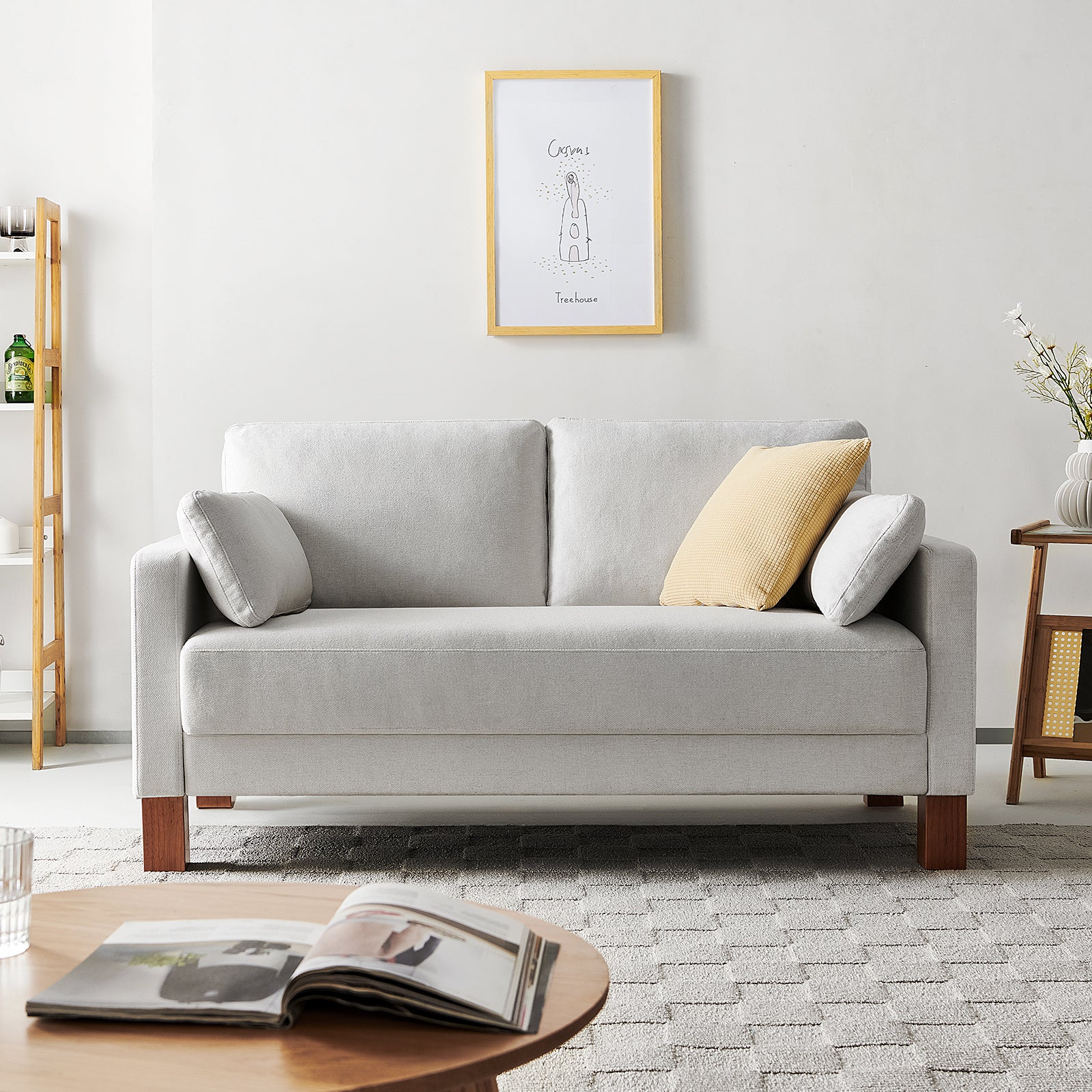 Serena Linen Sofa, White