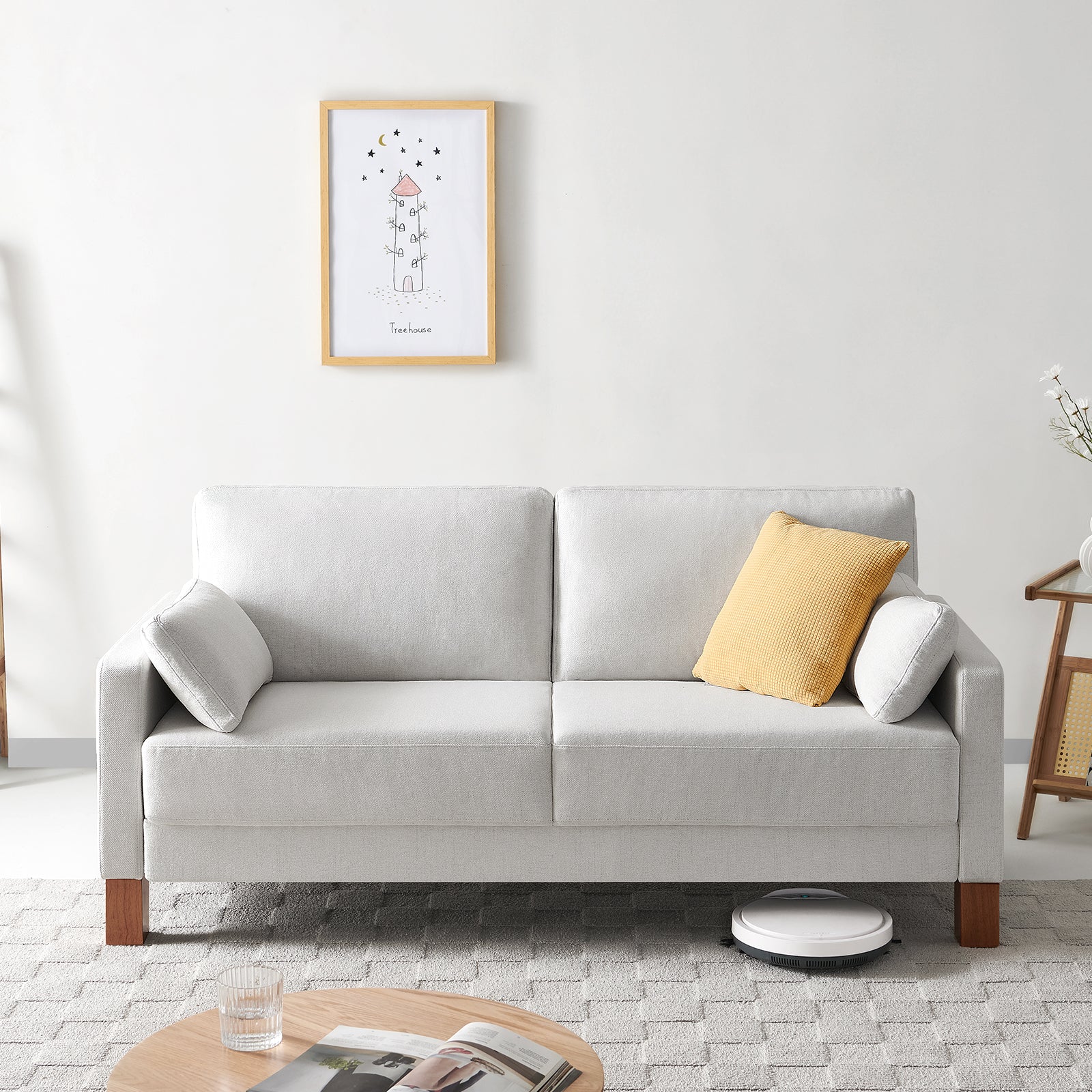 Serena Linen Sofa, White