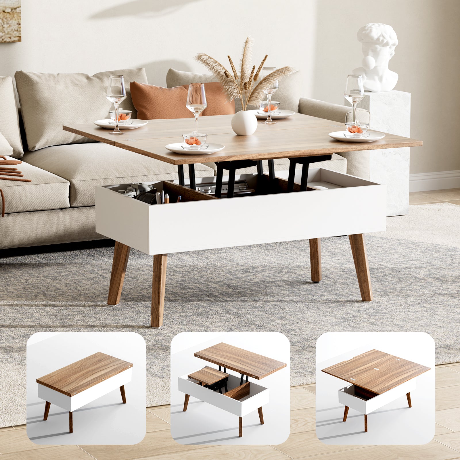 Bidiso 3 in 1 Lift Top Coffee Table
