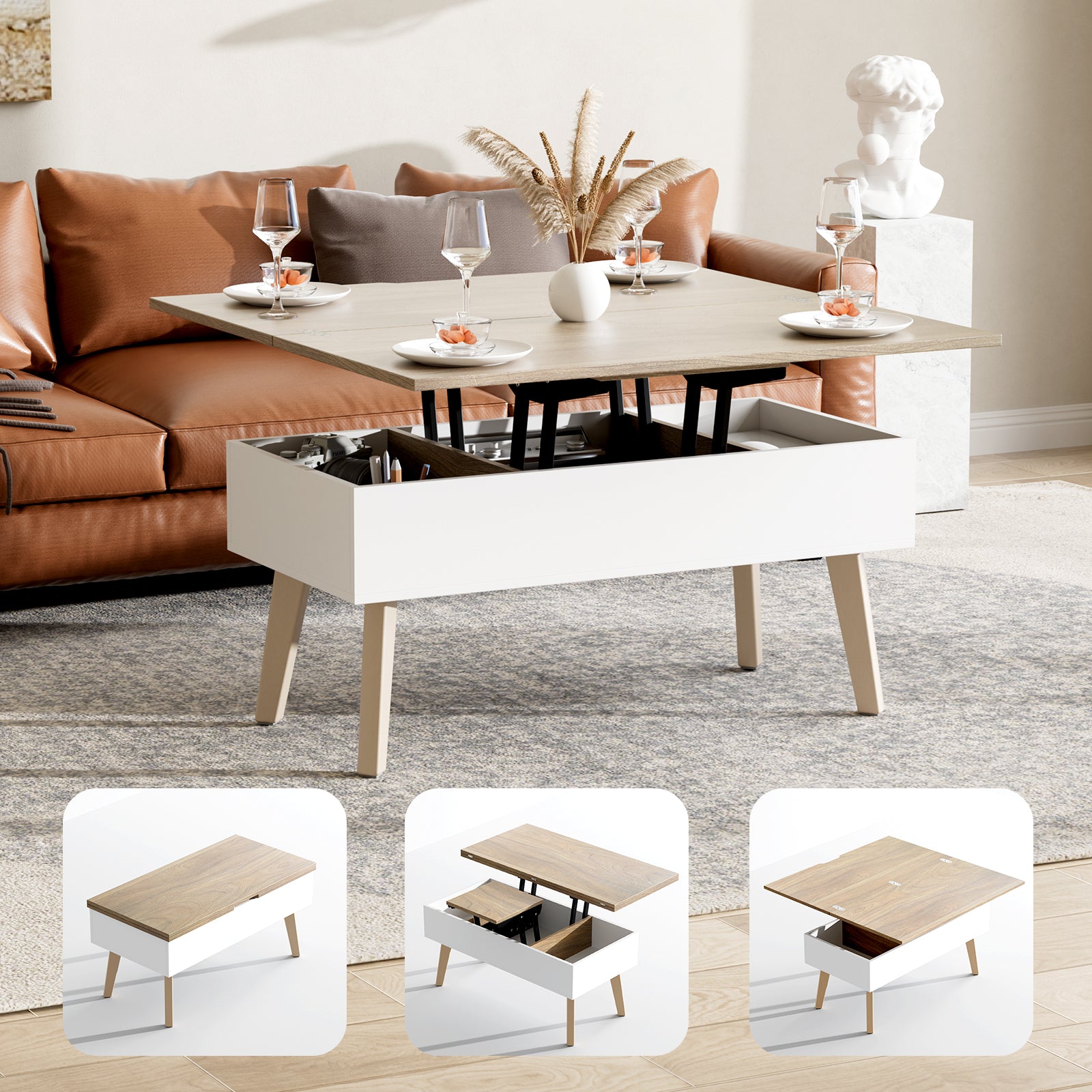 Bidiso 3 in 1 Lift Top Coffee Table