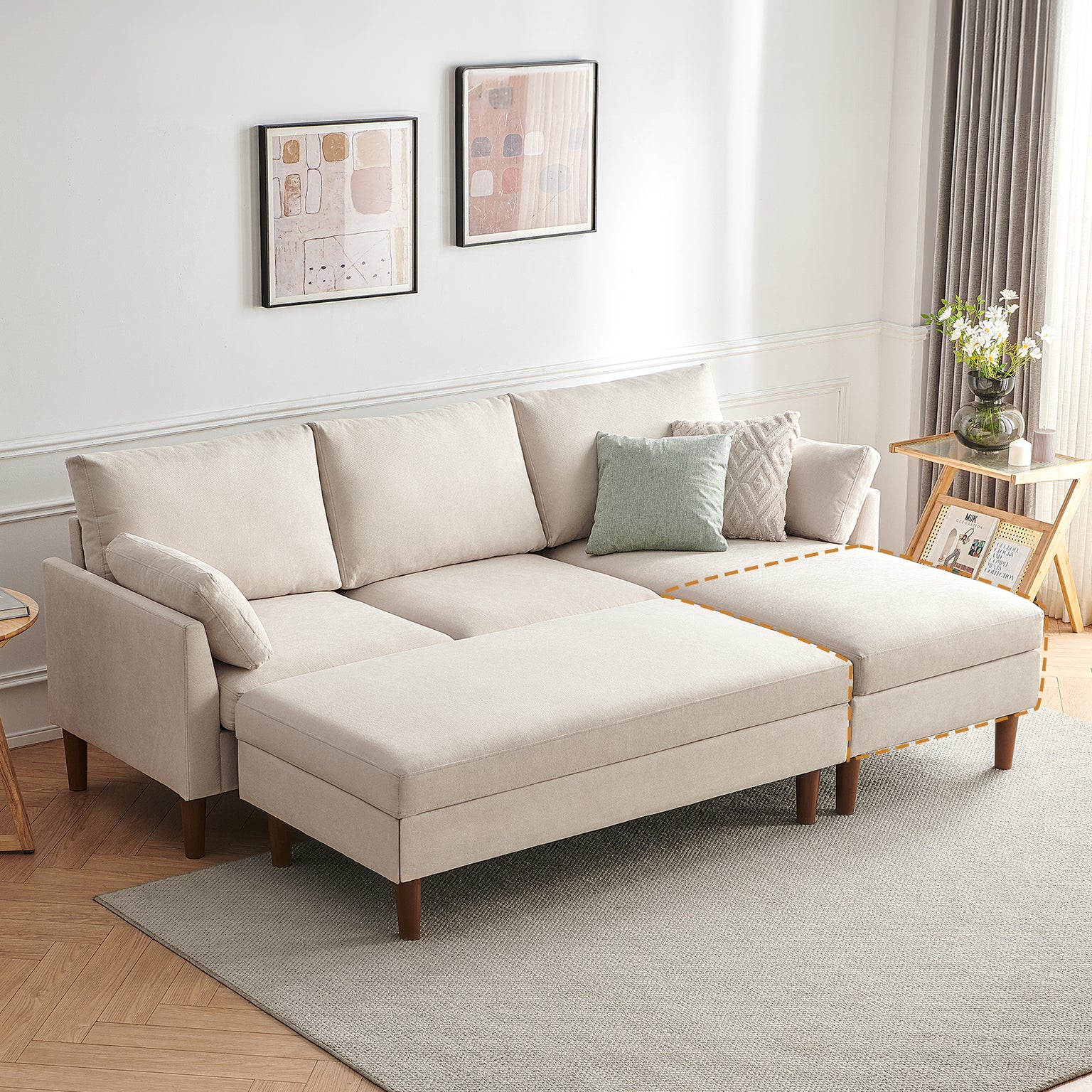 Zandra Linen Sectional Sofa