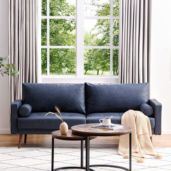 73 Inch 3-Seater Sofa Couch Hand-Stitched Cushion & Pillows | Vonanda