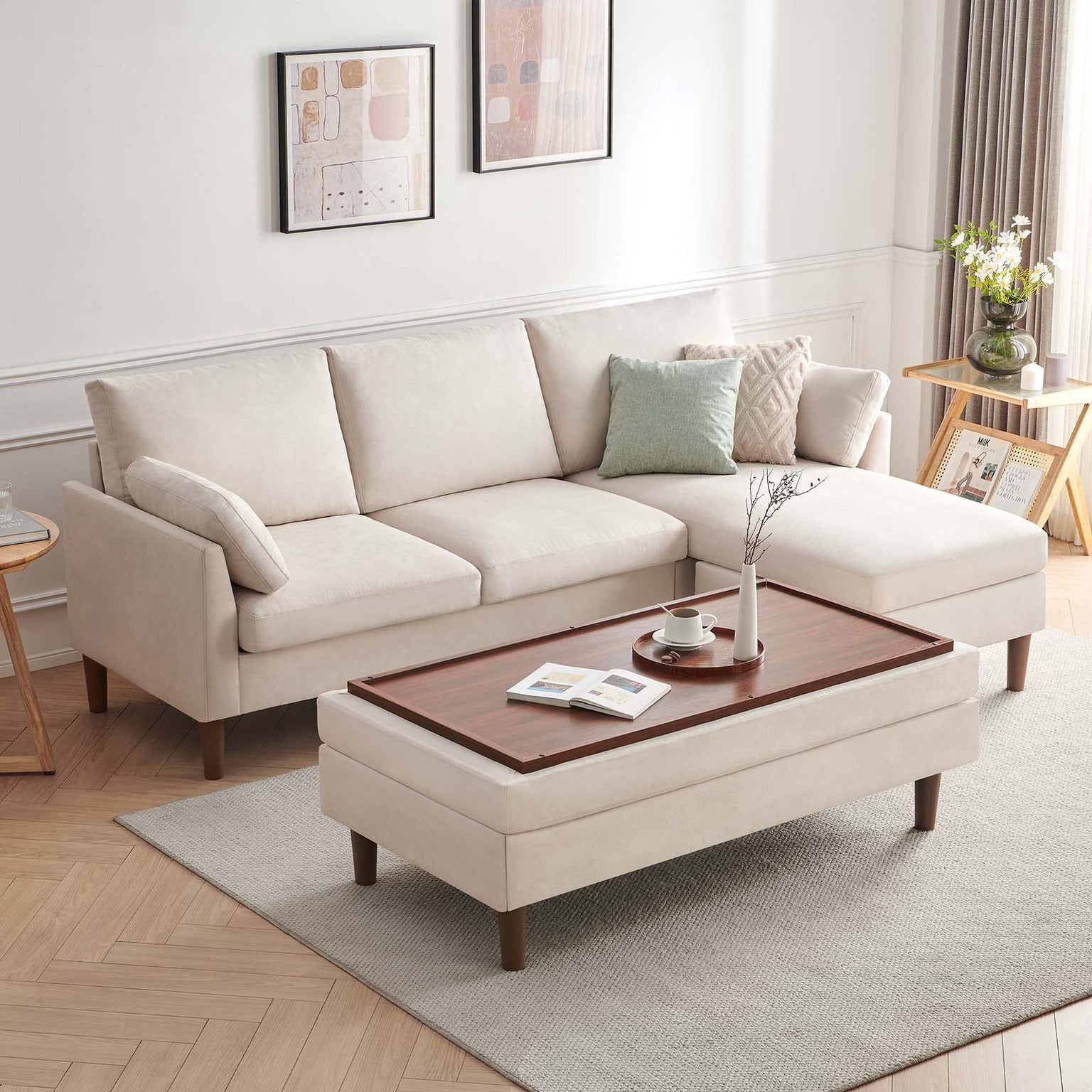 Zandra Linen Sectional Sofa