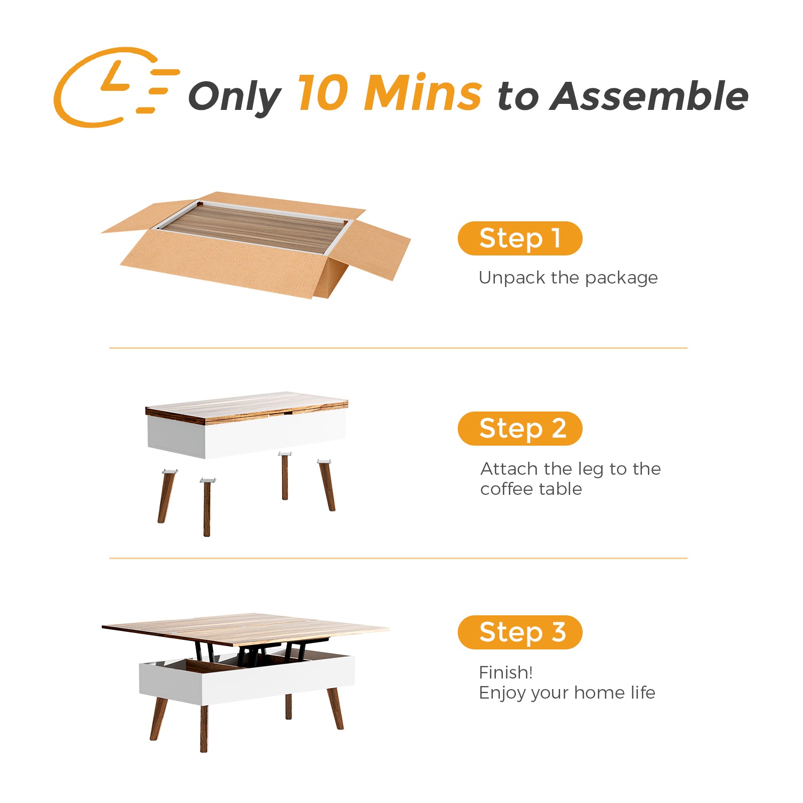 Bidiso 3 in 1 Lift Top Coffee Table