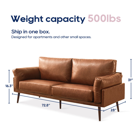 Flora Faux Leather Sofa, Caramel