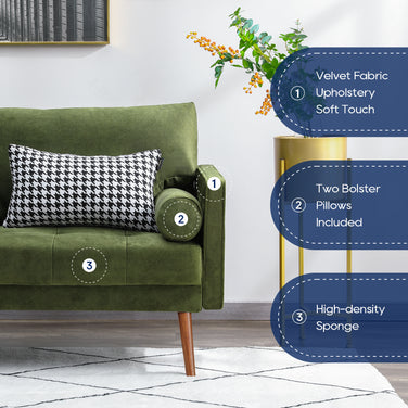 Nora Velvet Sofa, Green