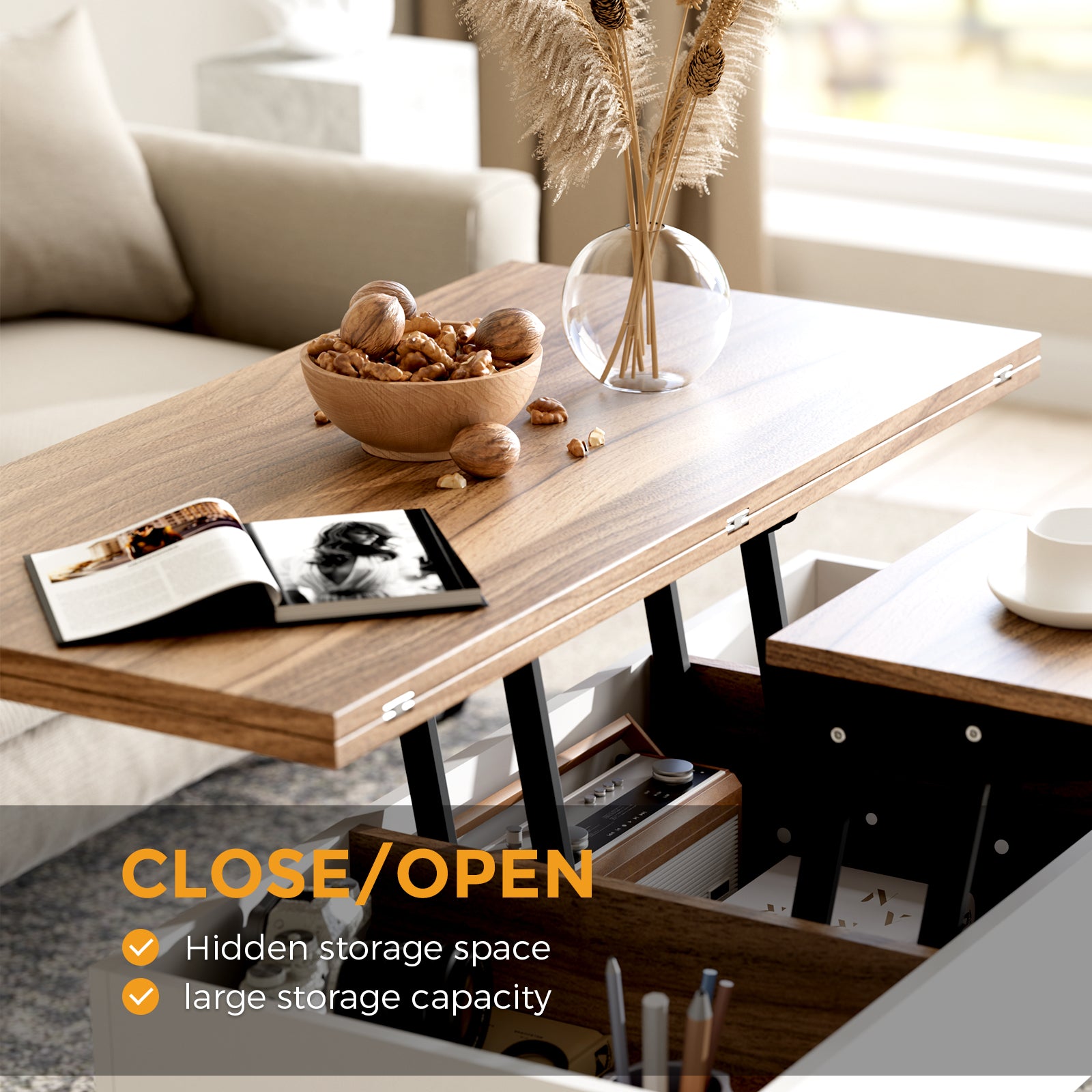 Bidiso 3 in 1 Lift Top Coffee Table