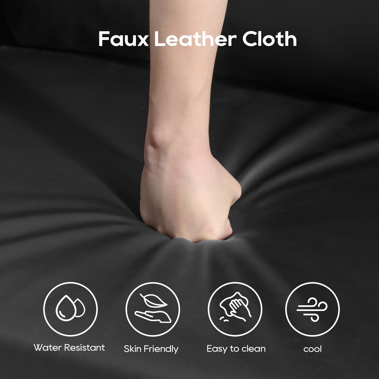Flora Faux Leather Sofa, Black