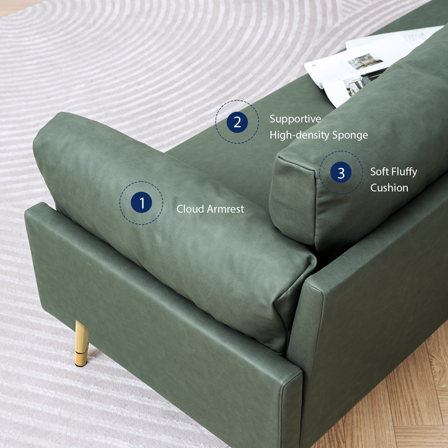 Flora Suede Fabric Sofa