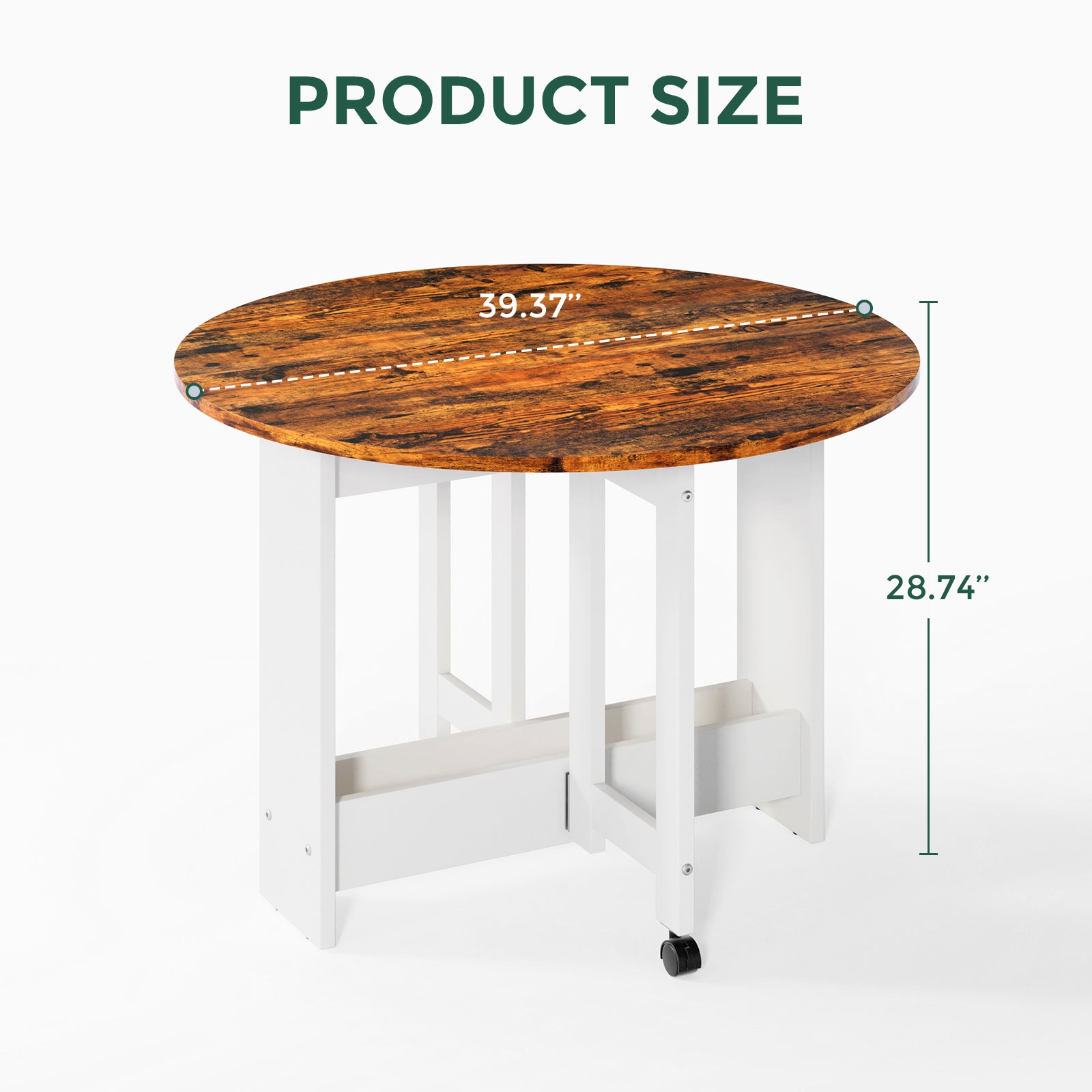 Kasshom Round Drop-Leaf Folding Dining Table