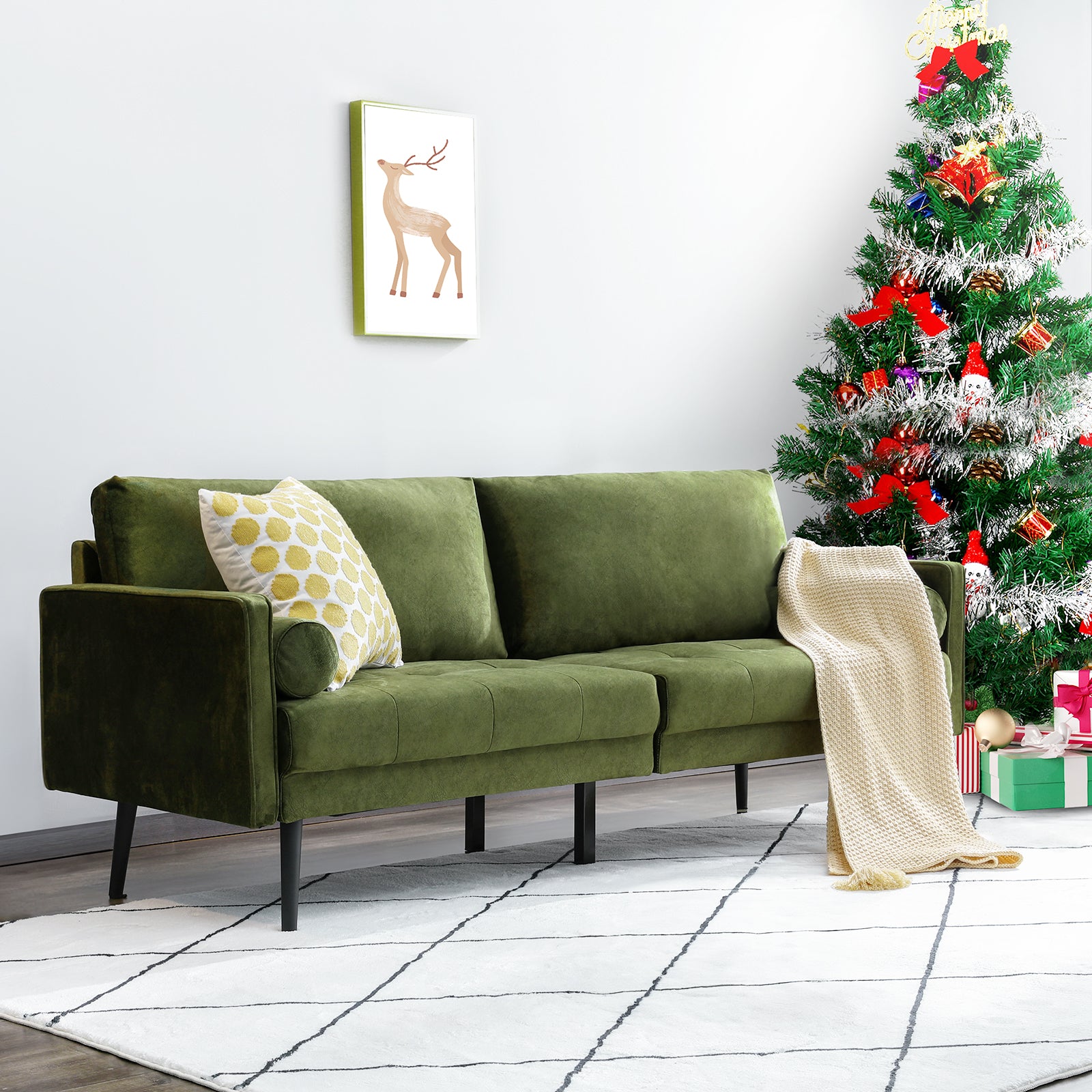 Nora Velvet Sofa, Green