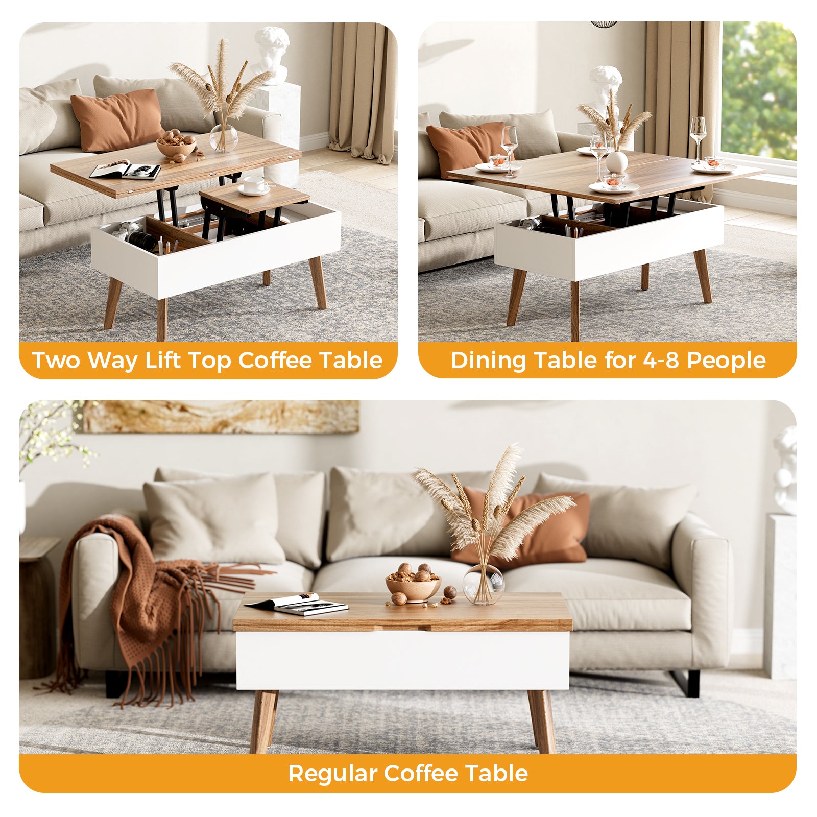 Bidiso 3 in 1 Lift Top Coffee Table