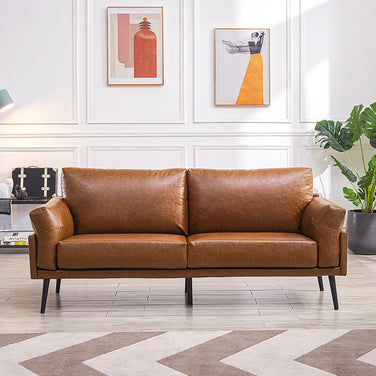 Flora Faux Leather Sofa, Caramel