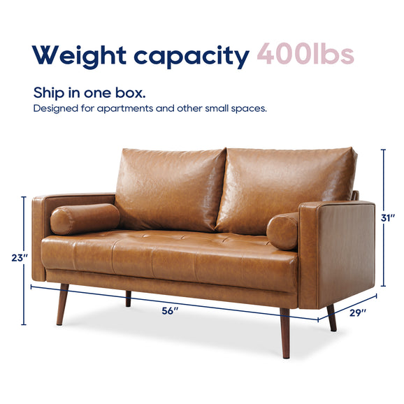 Nora Faux Leather Sofa,Caramel