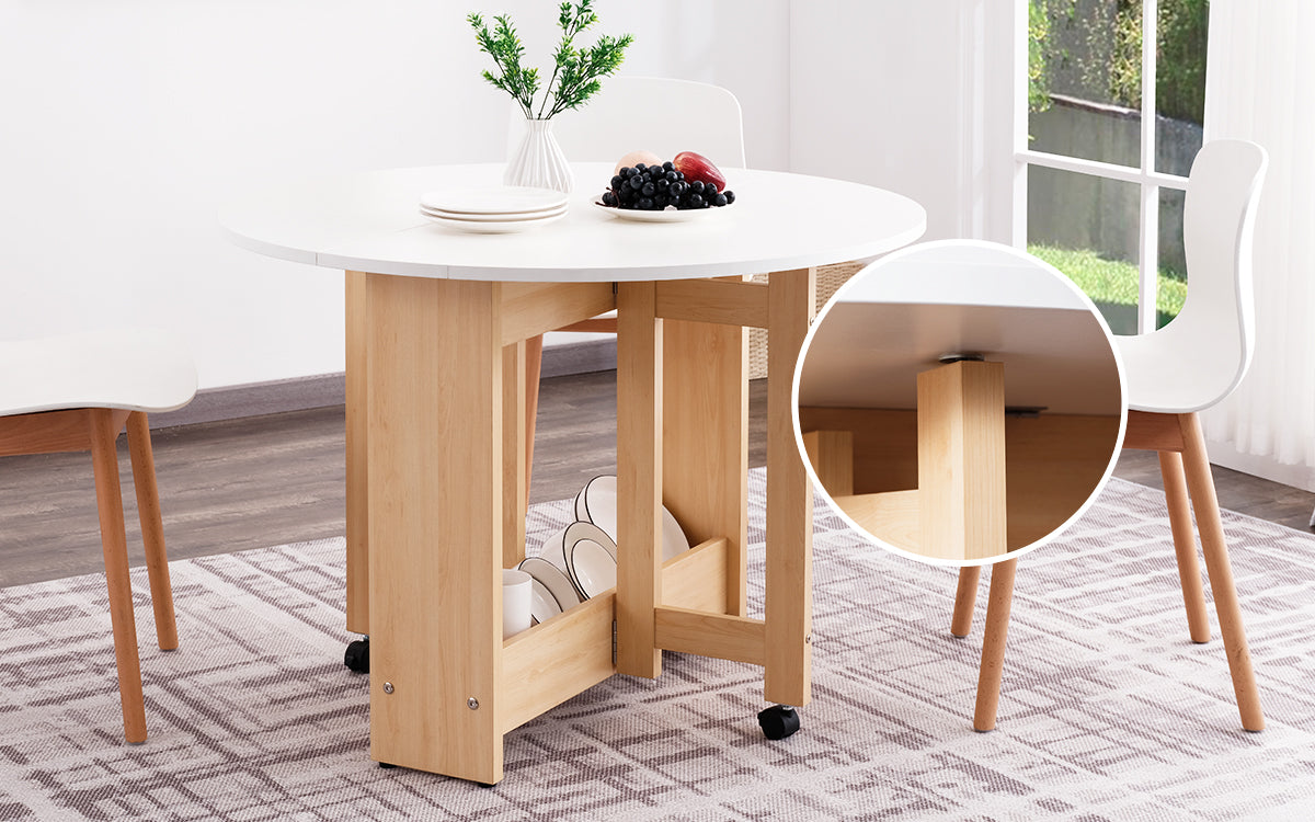 Round Kitchen & Dining Room Tables Foldable Engineered Wood