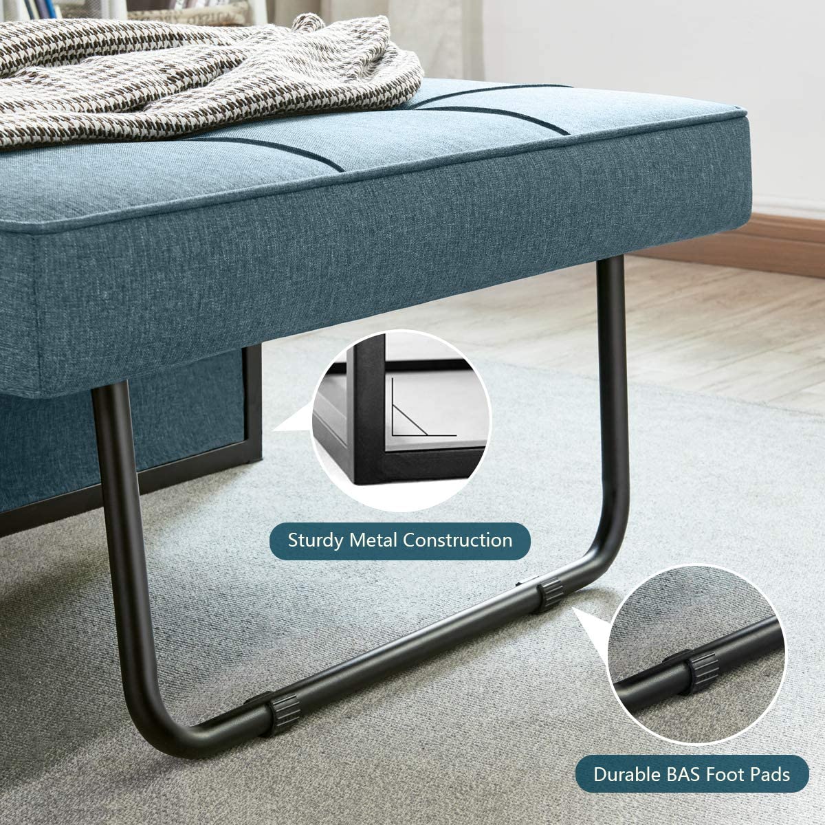 Vonanda Sofa Bed, Convertible Chair 4 in 1 Multi-Function Folding Ottoman Modern Breathable Linen Guest Bed with Adjustable Sleeper