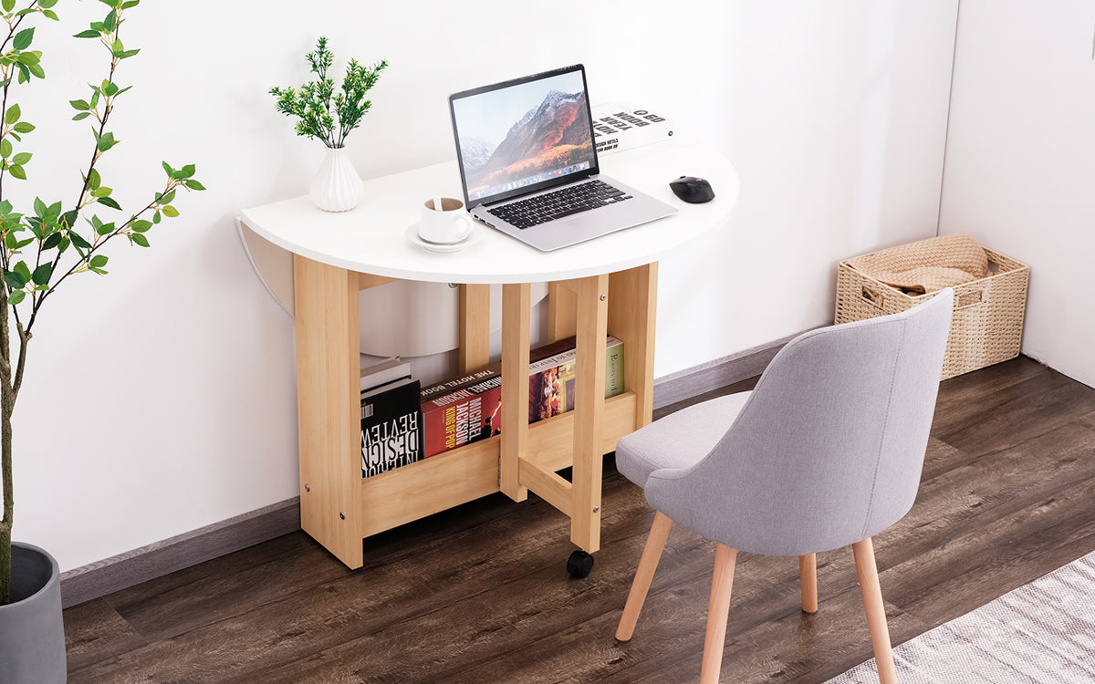 Round Kitchen & Dining Room Tables Foldable Engineered Wood