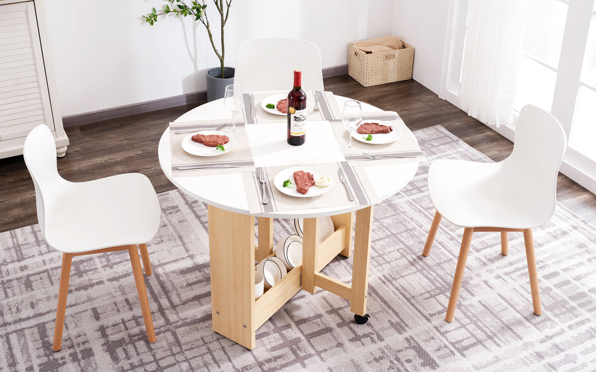 Round Kitchen & Dining Room Tables Foldable Engineered Wood